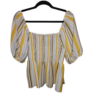 Striped Yellow and White Women's Top